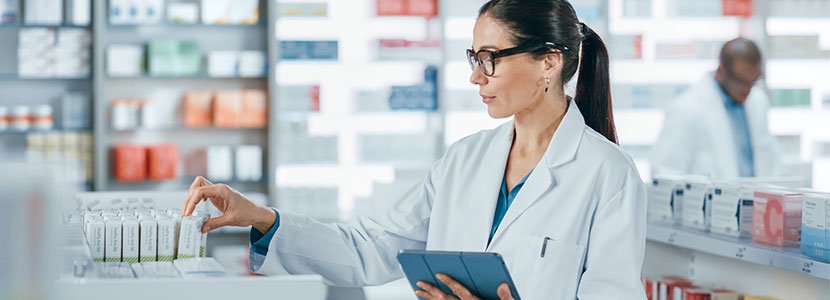 Pharmacist working in a lab