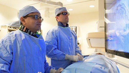 Cottage providers viewing a digital scan during a procedure