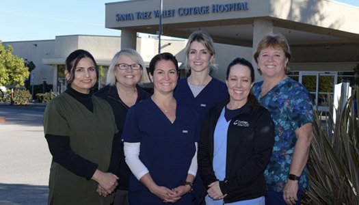 Group of nurses standing in front of Santa Ynez Valley Cottage Hosptial