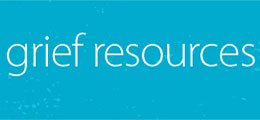 'Grief Resources' on a blue watercolor background