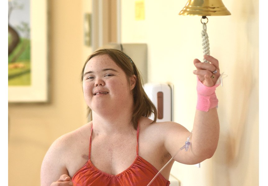 Patient ringing bell on last day of Chemotherapy