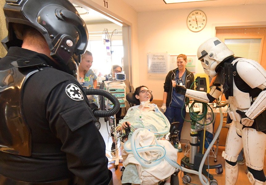 Patients, families and staff celebrating Halloween