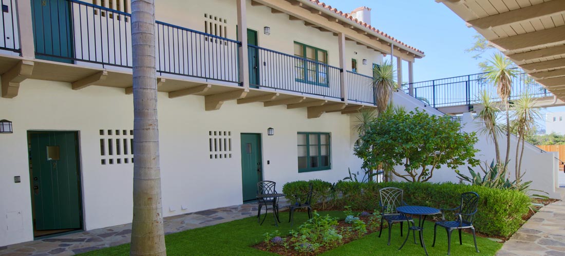 View of the Courtyard at the Cottage Family Suites