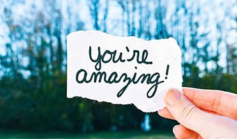 Thank you card that reads, "You're amazing". 