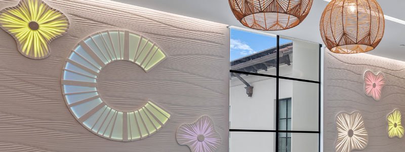 colorful wall decorations at the new Grotenhuis Pediatric Clinic'