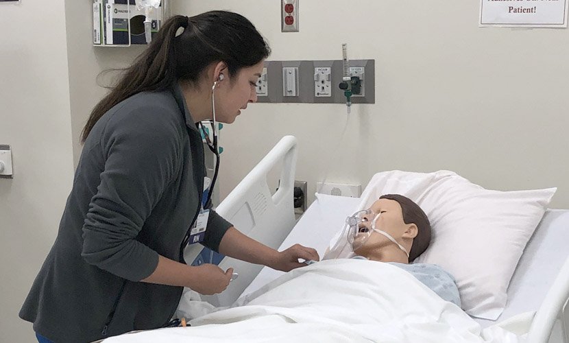 Nurse working in the simulation lab