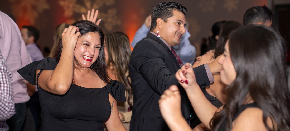Cottage employees dancing at the Cottage holiday party