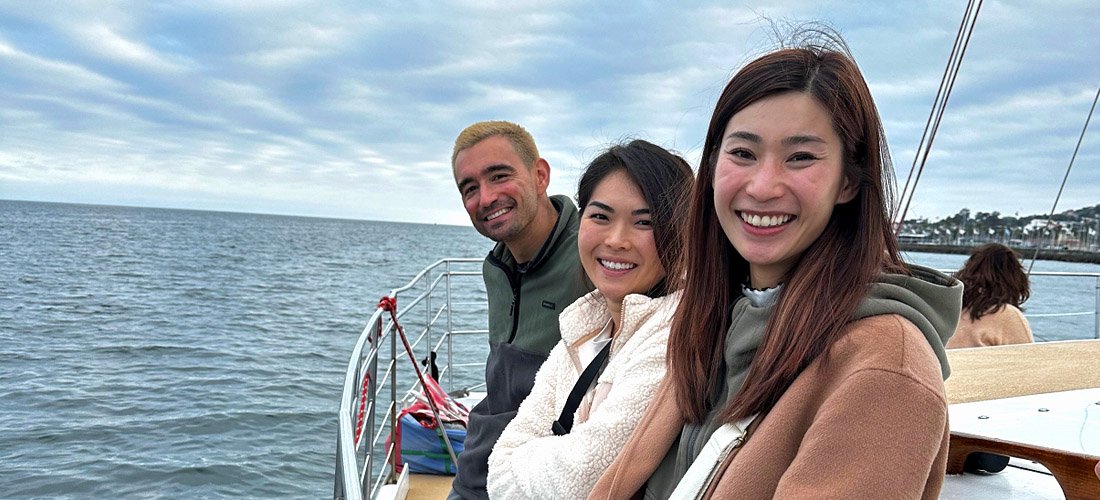 Residents enjoying a boat cruise in the Santa Barbara Channel