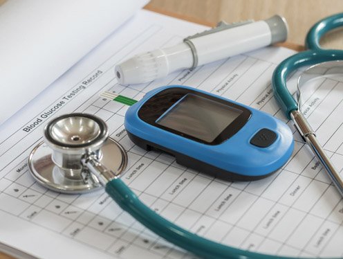 Blood sugar measuremetn device along with medical charts