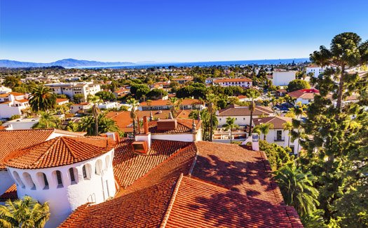 View from the top of the courthouse at the Santa Barbara County Courthouse 