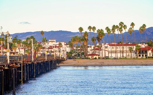 View of the beach from Stearn's Wharf in Santa Barbara