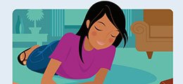 an illustration of a girl reading